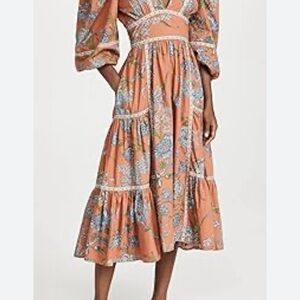 Floral Peach Midi Dress